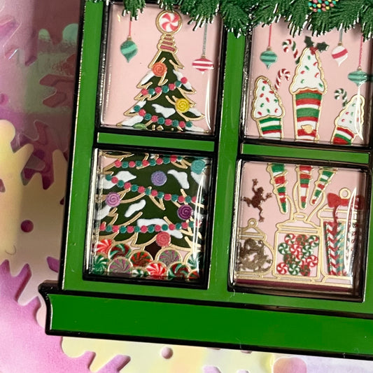 Holiday Candy Shop Window Pin