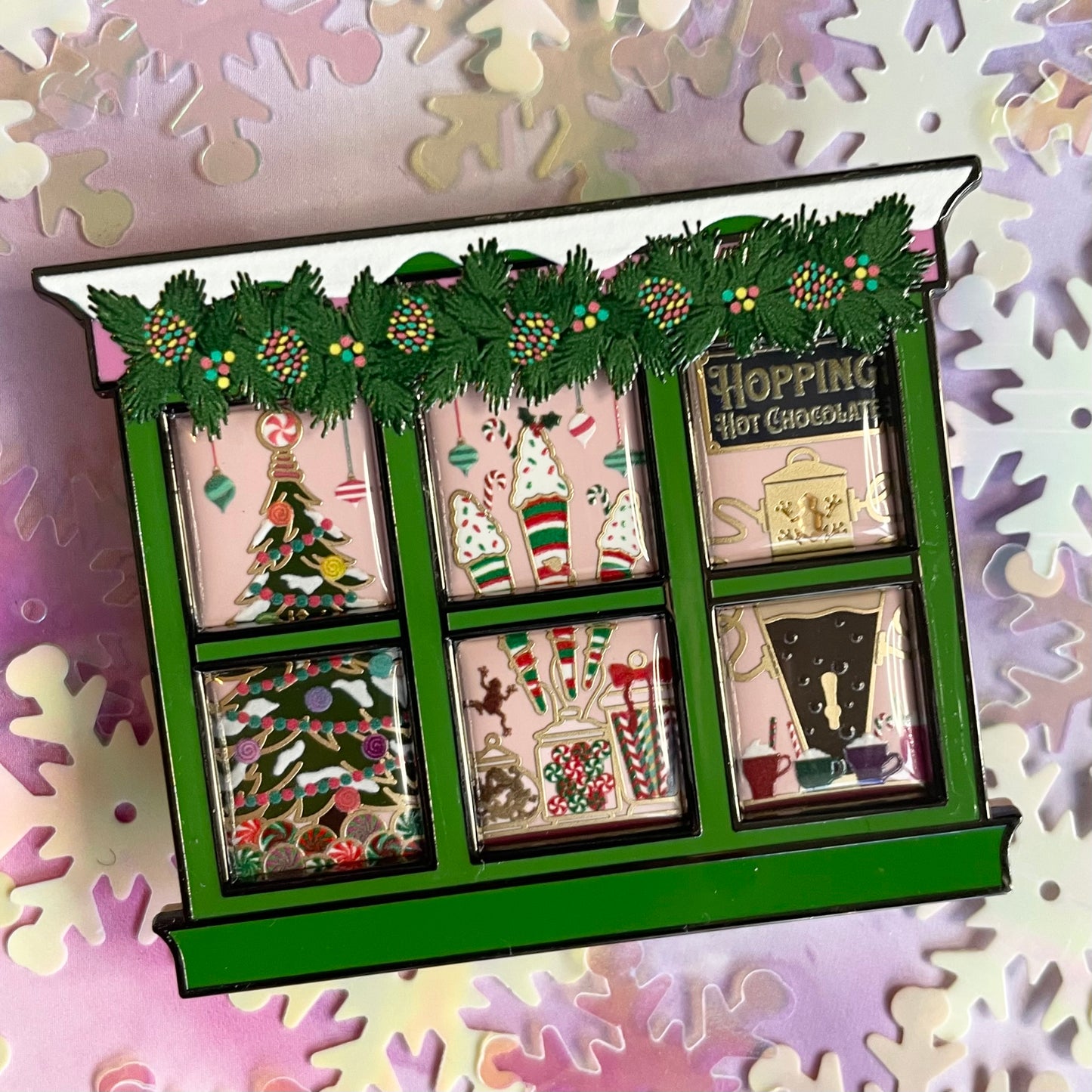 Holiday Candy Shop Window Pin