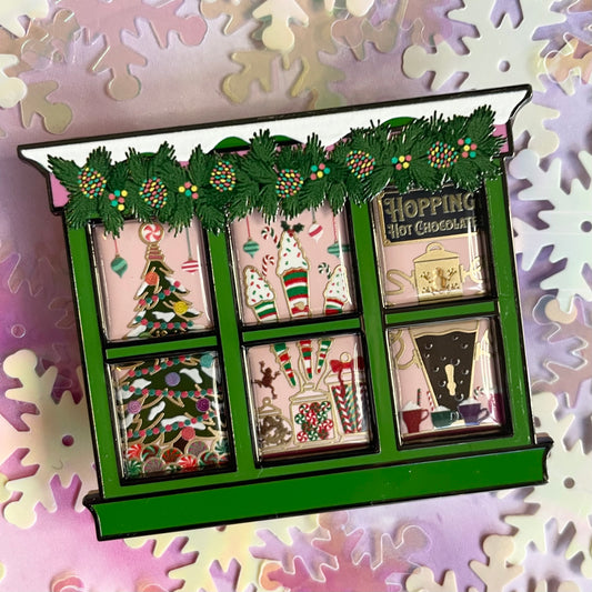 Holiday Candy Shop Window Pin